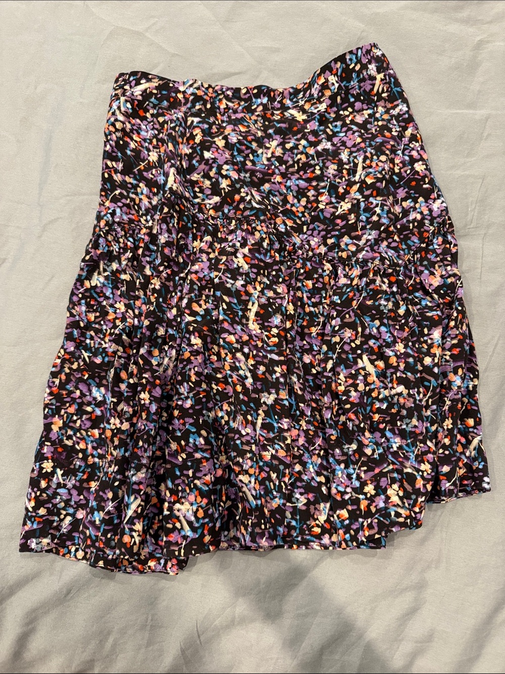Joie Black Circle Skirt with Pink, Purple, Blue & Orange Confetti Print